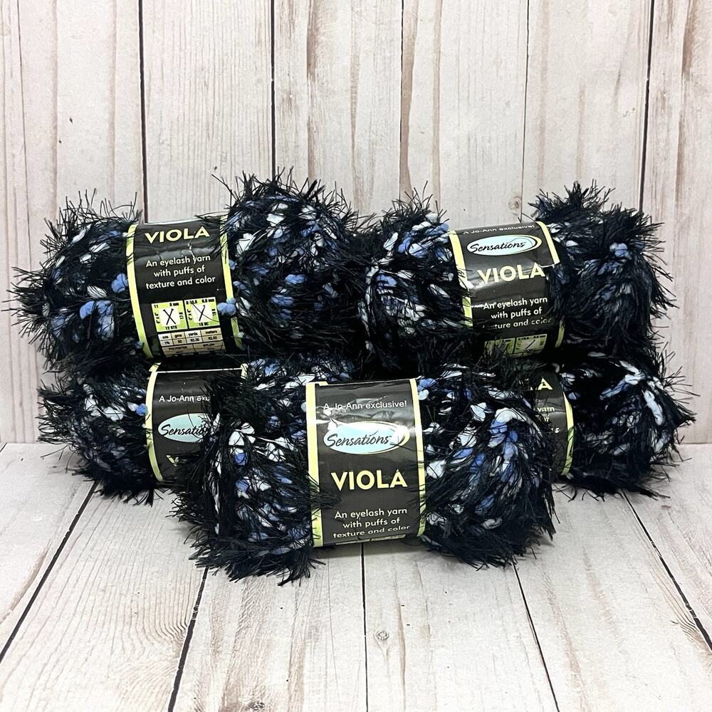 Sensations Viola Eyelash Yarn Dark and Light Blue Bulky Discontinued Lot of 5